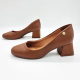 Vizzano 1423-100 Block Heel Round Toe Pump in Caramel Napa