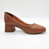 Vizzano 1423-100 Block Heel Round Toe Pump in Caramel Napa