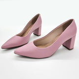 Beira Rio 4241-200 Pointy Toe Block Heel Pump in Rose Napa