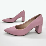 Beira Rio 4241-200 Pointy Toe Block Heel Pump in Rose Napa