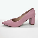 Beira Rio 4241-200 Pointy Toe Block Heel Pump in Rose Napa