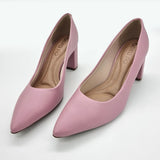 Beira Rio 4241-200 Pointy Toe Block Heel Pump in Rose Napa