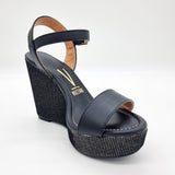 Vizzano 6283-2114 Embroidered Wedge Sandal in Black