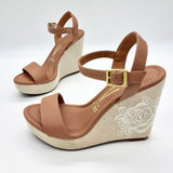 Vizzano 6283-2114 Embroidered Wedge Sandal in Nude