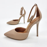 Vizzano 1421-102 Pointy Toe Ankle Strap Pump in Beige