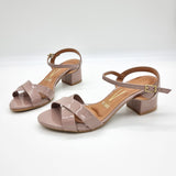 Vizzano 6291-927 Block Heel Sandal in Taupe Patent