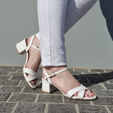 Vizzano 6291-927 Block Heel Sandal in White Patent