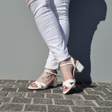 Vizzano 6291-927 Block Heel Sandal in White Patent