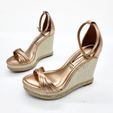 Vizzano 6283-6113 Ankle Strap Wedge Sandal in Rose Gold