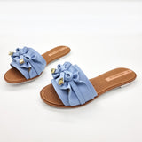 Moleca 5297-446 Ruffled Slip-on Sandal in Jeans