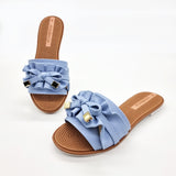 Moleca 5297-446 Ruffled Slip-on Sandal in Jeans