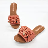 Moleca 5297-446 Ruffled Slip-on Sandal in Papaya