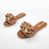 Moleca 5297-446 Ruffled Slip-on Sandal in Nude