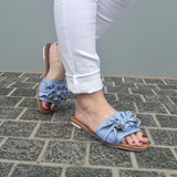 Moleca 5297-446 Ruffled Slip-on Sandal in Jeans