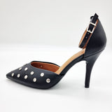 Vizzano 1184-1192 Studded Pointy Toe Pump in Black Napa