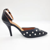 Vizzano 1184-1192 Studded Pointy Toe Pump in Black Napa