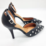 Vizzano 1184-1192 Studded Pointy Toe Pump in Black Napa