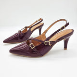 Vizzano 1185-1124 Pointy Toe Slingback Pump in Wine Patent