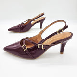 Vizzano 1185-1124 Pointy Toe Slingback Pump in Wine Patent