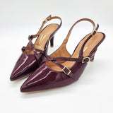 Vizzano 1185-1124 Pointy Toe Slingback Pump in Wine Patent