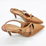 Vizzano 1185-1124 Pointy Toe Slingback Pump in Camel Napa