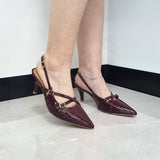 Vizzano 1185-1124 Pointy Toe Slingback Pump in Wine Patent