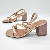 Beira Rio 8436-229 Block Heel Sandal in Rose Gold