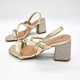 Beira Rio 8436-229 Block Heel Sandal in Golden