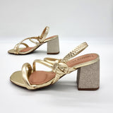 Beira Rio 8436-229 Block Heel Sandal in Golden