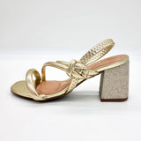 Beira Rio 8436-229 Block Heel Sandal in Golden