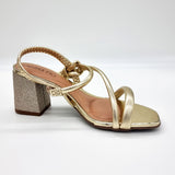 Beira Rio 8436-229 Block Heel Sandal in Golden