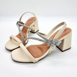 Beira Rio 8436-229 Block Heel Sandal in Cream