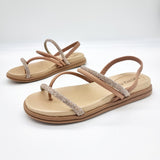 Beira Rio 8513-100 Round Toe Flat Sandal in Nude