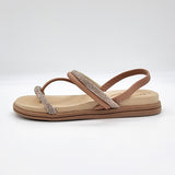 Beira Rio 8513-100 Round Toe Flat Sandal in Nude