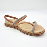 Beira Rio 8513-100 Round Toe Flat Sandal in Nude