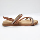 Beira Rio 8513-100 Round Toe Flat Sandal in Nude