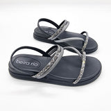 Beira Rio 8513-100 Round Toe Flat Sandal in Black