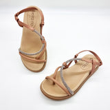 Beira Rio 8513-106 Round Toe Strappy Flat Sandal in Nude