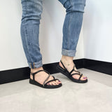 Beira Rio 8513-106 Round Toe Strappy Flat Sandal in Black