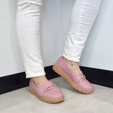 Moleca 5803-101 Round Toe Loafer Flat in Pink