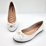 Moleca 5027-1407 Round Toe Ballerina Flat in White