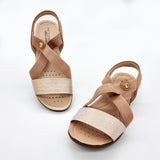 Modare 7125-249 Elastic Straps Flat Sandal in Rose Gold/Camel