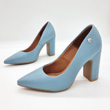 Vizzano 1285-400 Block Heel Pointy Toe Pump in Turquoise Napa