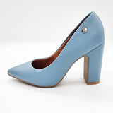 Vizzano 1285-400 Block Heel Pointy Toe Pump in Turquoise Napa