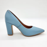 Vizzano 1285-400 Block Heel Pointy Toe Pump in Turquoise Napa