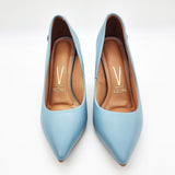 Vizzano 1285-400 Block Heel Pointy Toe Pump in Turquoise Napa