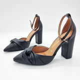 Vizzano 1285-444 Block Heel Pointy Toe Knotted Pump in Black