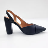 Vizzano 1285-4443 Block Heel Pointy Toe Slingback Pump in Black