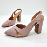 Vizzano 1285-4443 Block Heel Pointy Toe Slingback Pump in Taupe