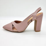 Vizzano 1285-4443 Block Heel Pointy Toe Slingback Pump in Taupe